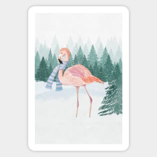 Flamingo in winter Sticker